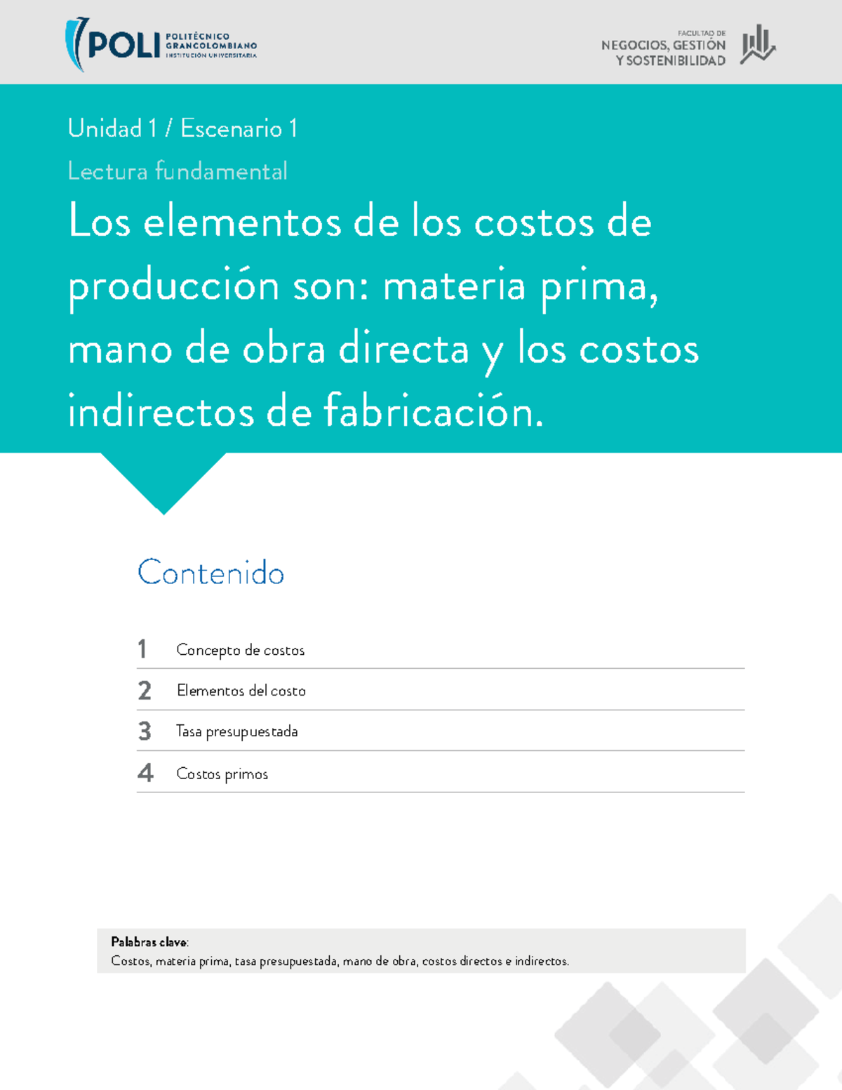 Los Elementos De Los Costos De Palabras Clave Costos Materia Prima Tasa Presupuestada