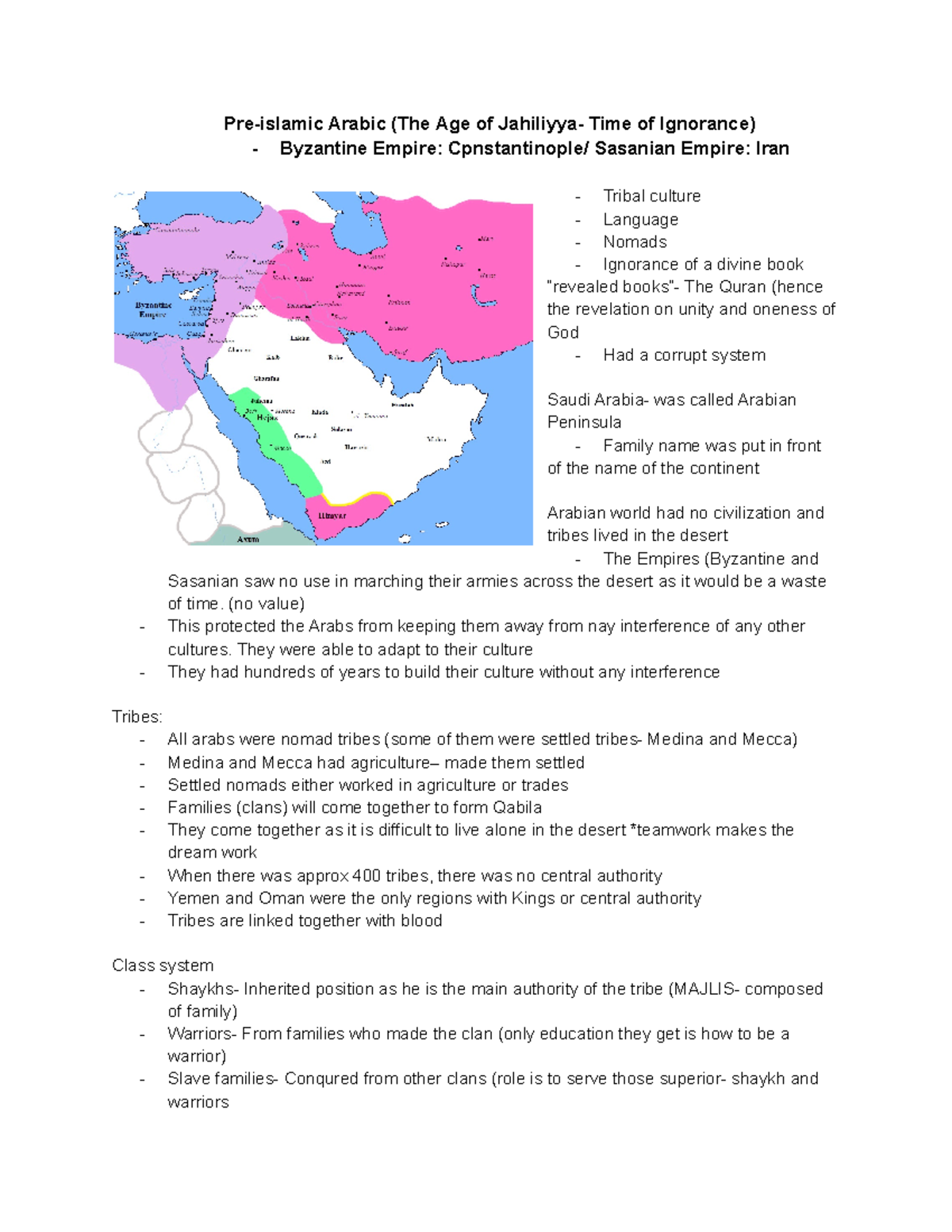 Arabic Notes - Pre-islamic Arabic (The Age of Jahiliyya- Time of ...