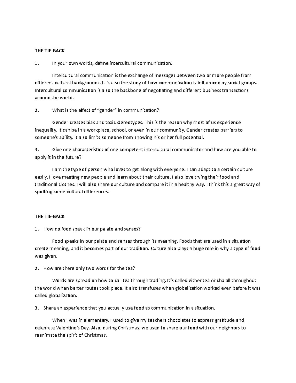 TIEBACK Checkpoint in Purposive Communication TIEBACK Checkpoint in Purposive Communication