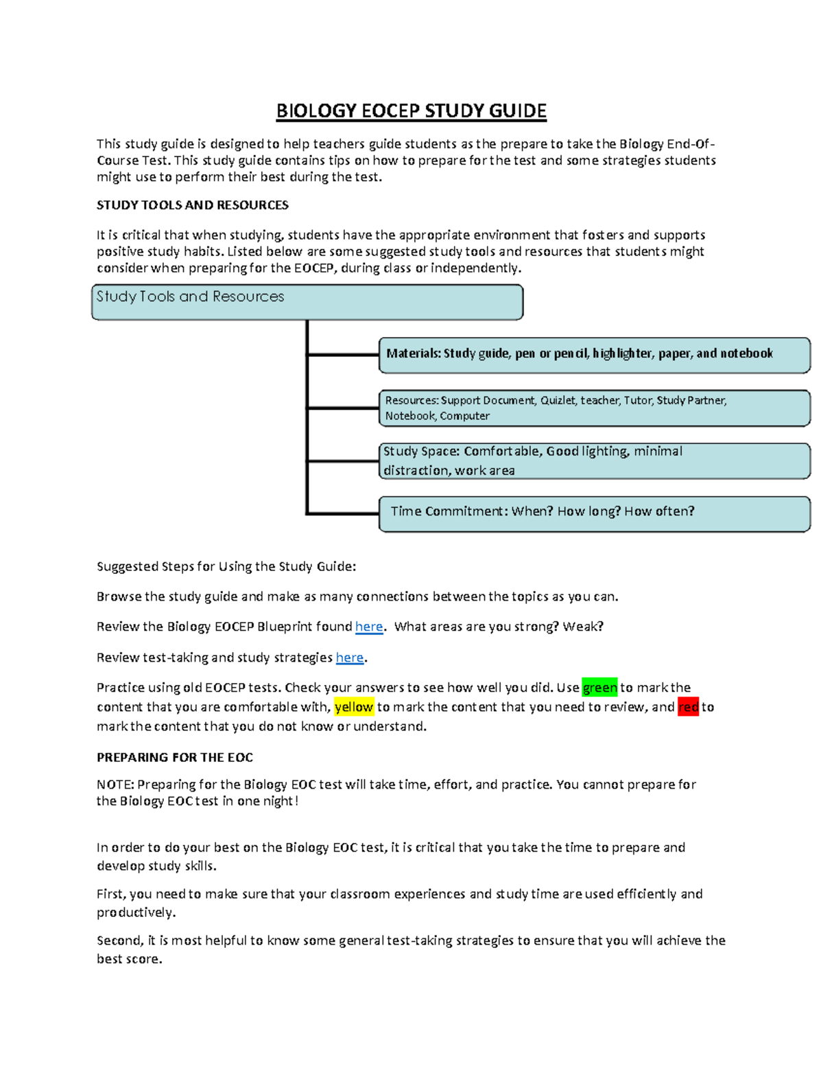 EOC study guide Jayme - BIOLOGY EOCEP STUDY GUIDE This study guide is ...