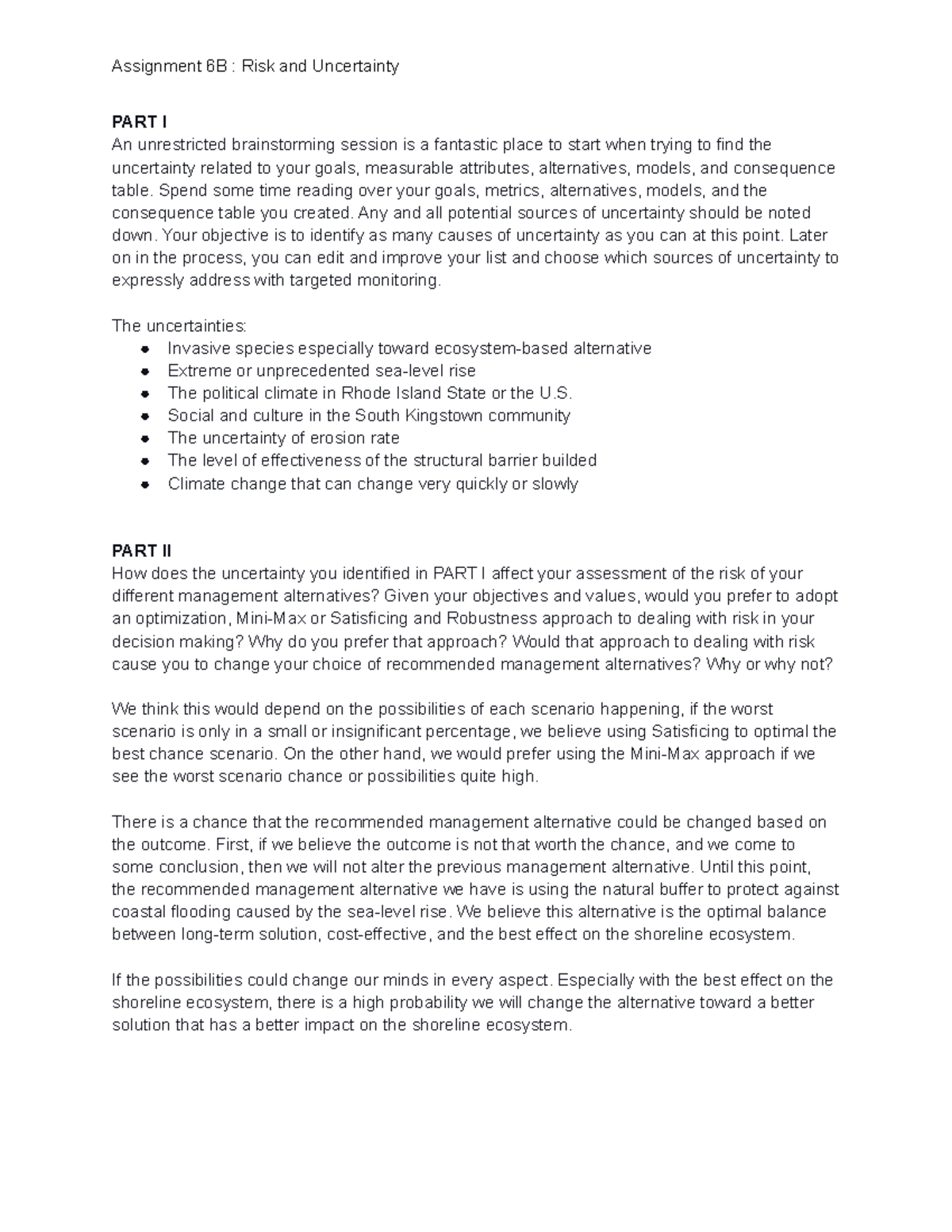 EVS 519 Week 6 Assignment 6B Group - Assignment 6B : Risk and ...