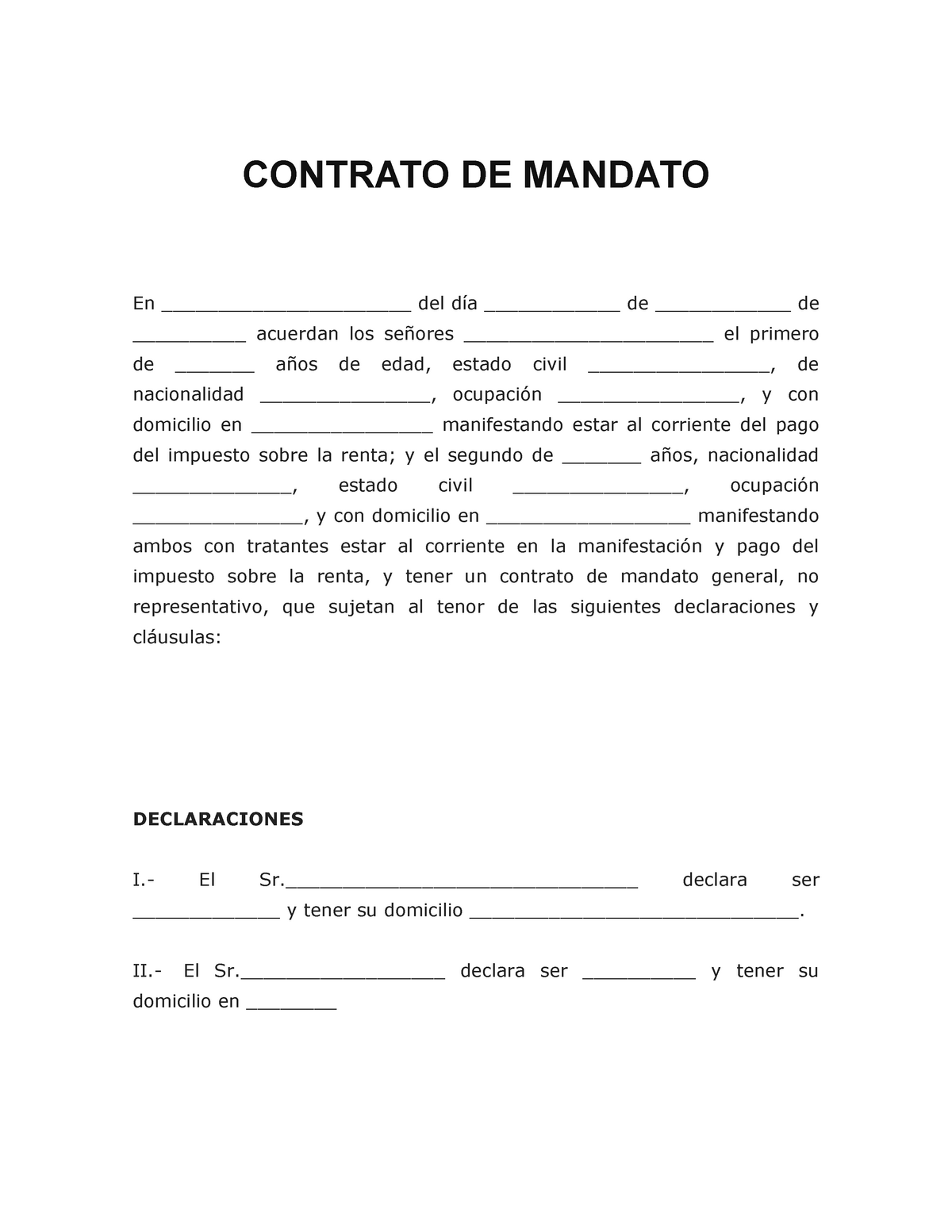 Ejemplo De Contrato De Mandato En Mexico Ejemplo Sencillo Images 7522