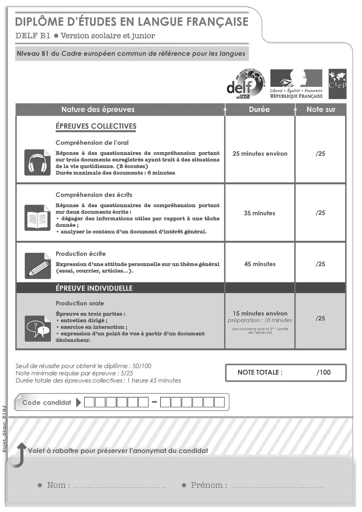 Exemple 2 Sujet Delf B1 Scolaire Document Candidat Comprehension Ecrite ...