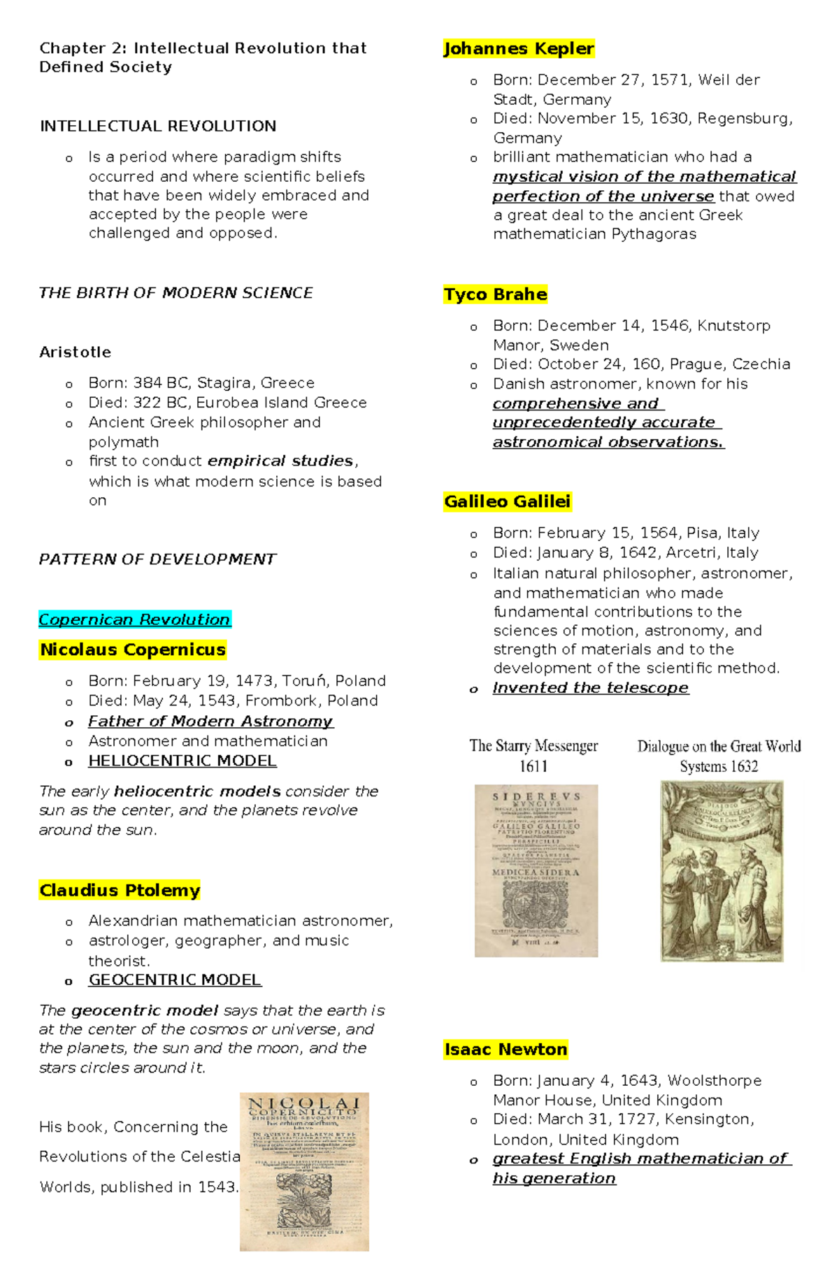 STS CHAP 2-3 - Copy - Chapter 2: Intellectual Revolution that Defined ...
