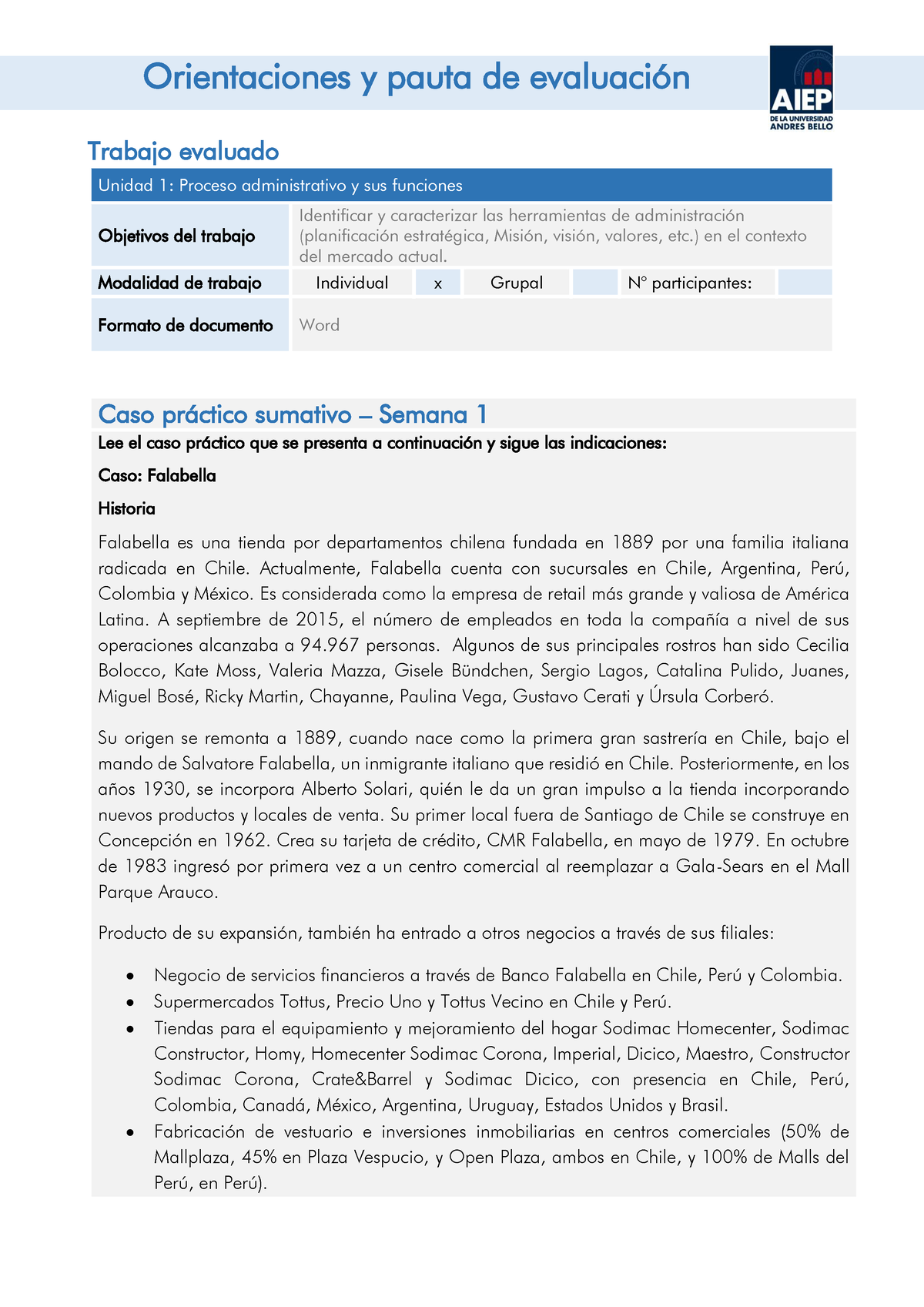 Caso Práctico Adm Trabajo Evaluado Unidad 1 Proceso Administrativo Y Sus Funciones 1010