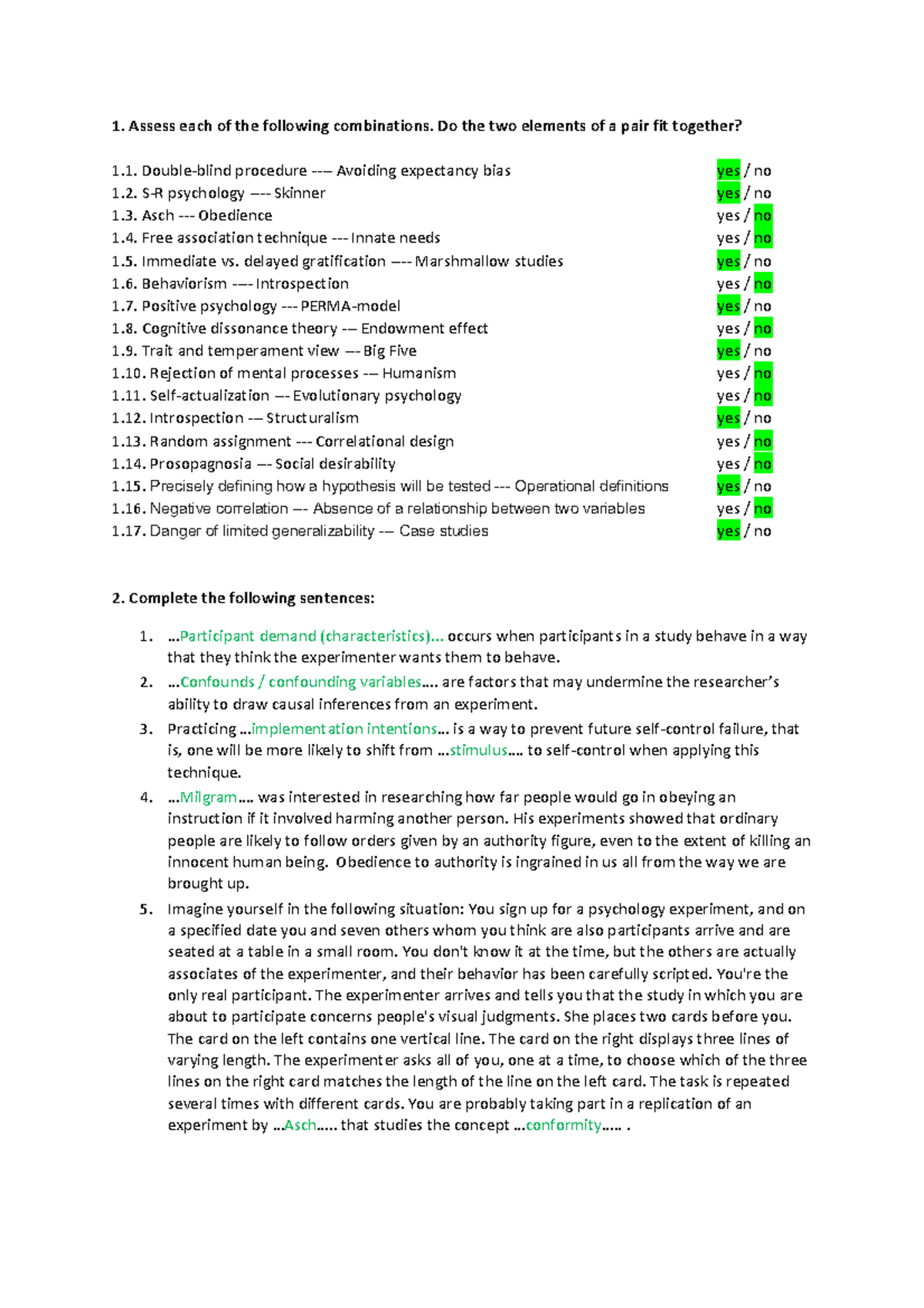 Self-assessment Chapters 1 And 2 Key - 1. Assess Each Of The Following ...