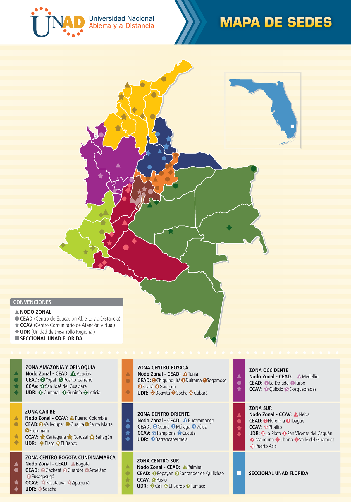 Mapa centros UNAD ...