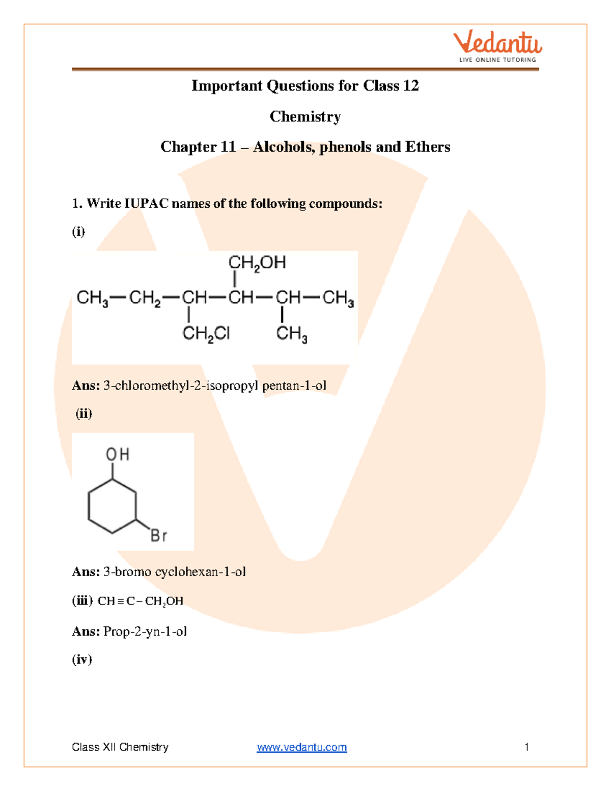 CBSE Class 12 Chemistry Chapter 11 - Alcohols, Phenols and Ethers ...