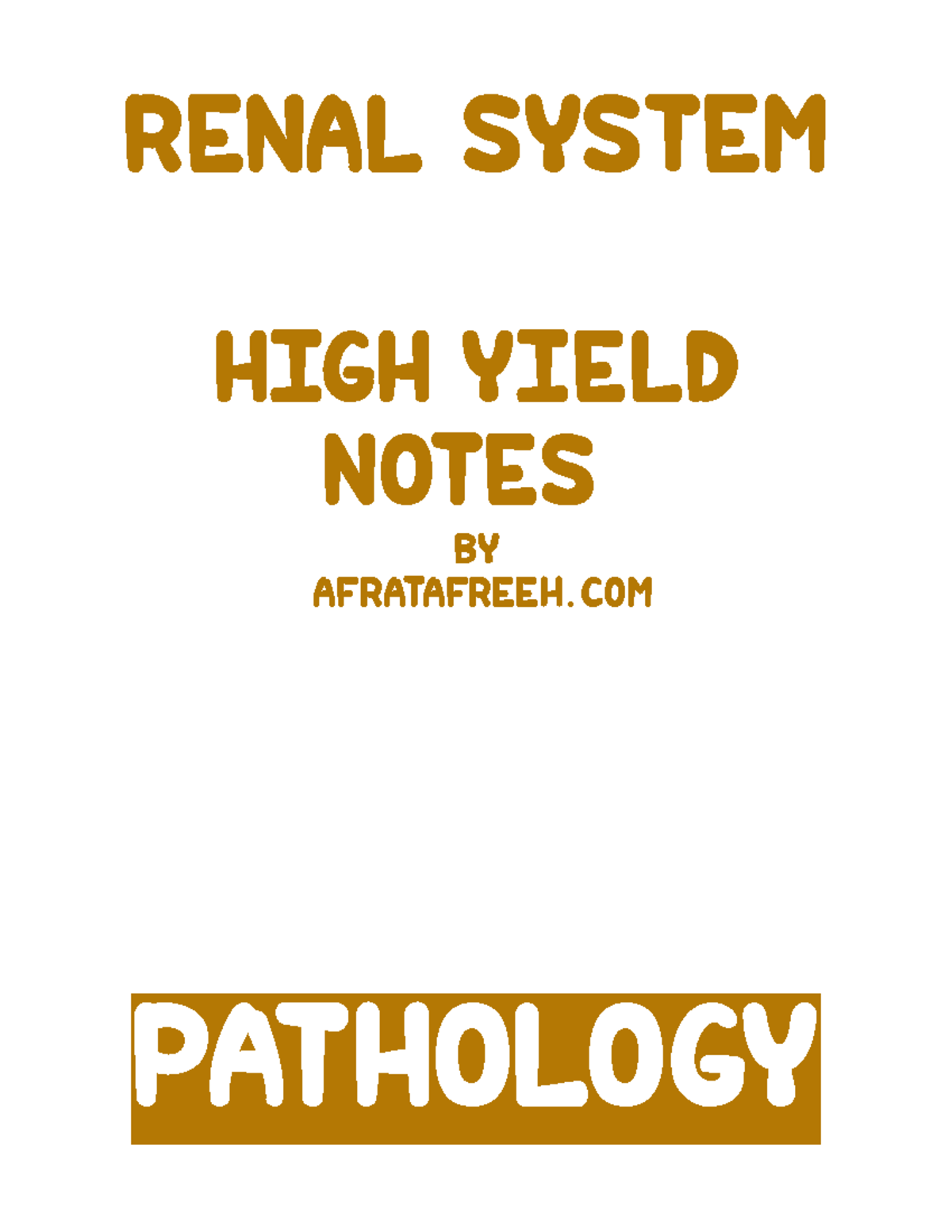 Renal Osmosis HY Pathology Notes ATF - Renal system High Yield Notes by ...