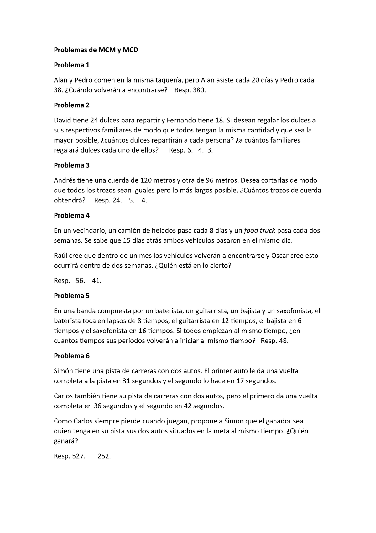 Problemas De Mcm Y Mcd Tarea De Informatica Problemas De Mcm Y Mcd