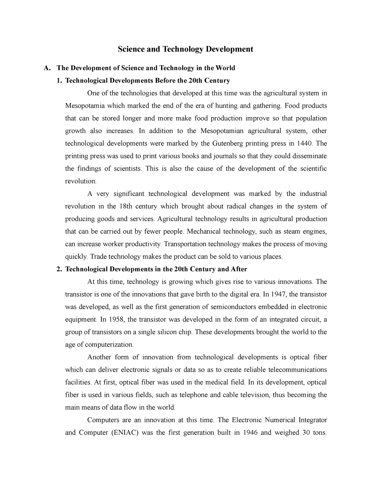 science and technology are key drivers to development essay