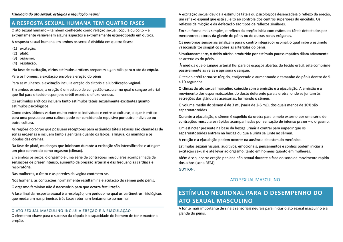 Fisiologia Do Ato Sexual A Resposta Sexual Humana Em Ambos Os Sexos é Dividida Em Quatro Fases 6676