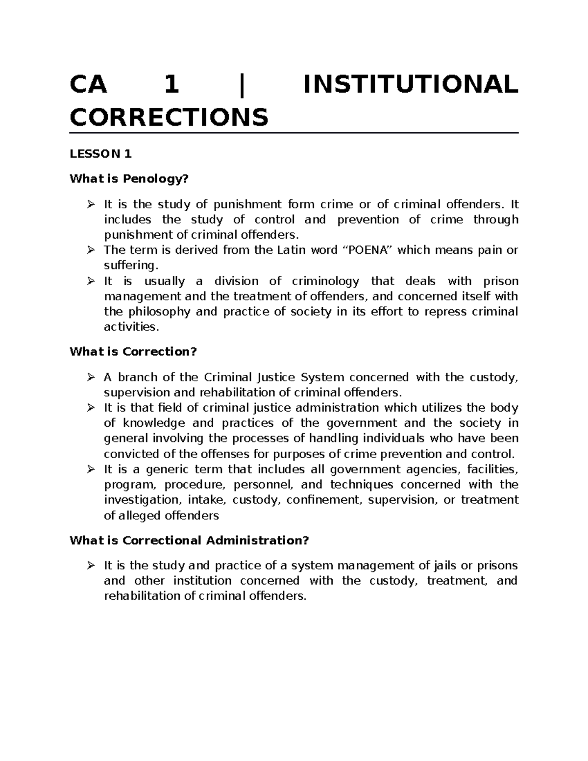 Lesson 1 Quality Control Correctional Administration - CA 1 ...