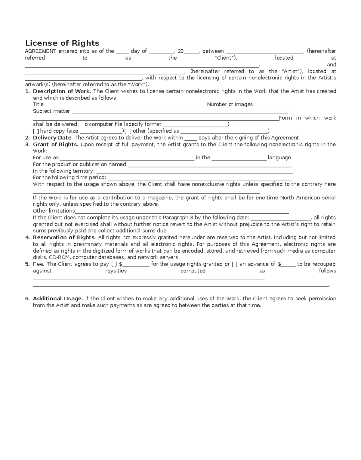 Form 18 - License of Rights Template from the Business and Legal Forms ...