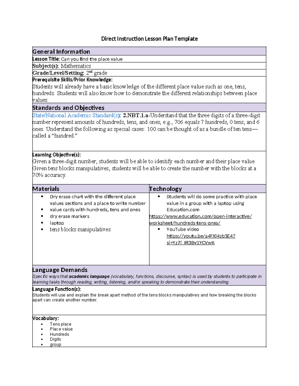 Lp direct instruction lesson plan template (2) (Repaired) - Direct ...