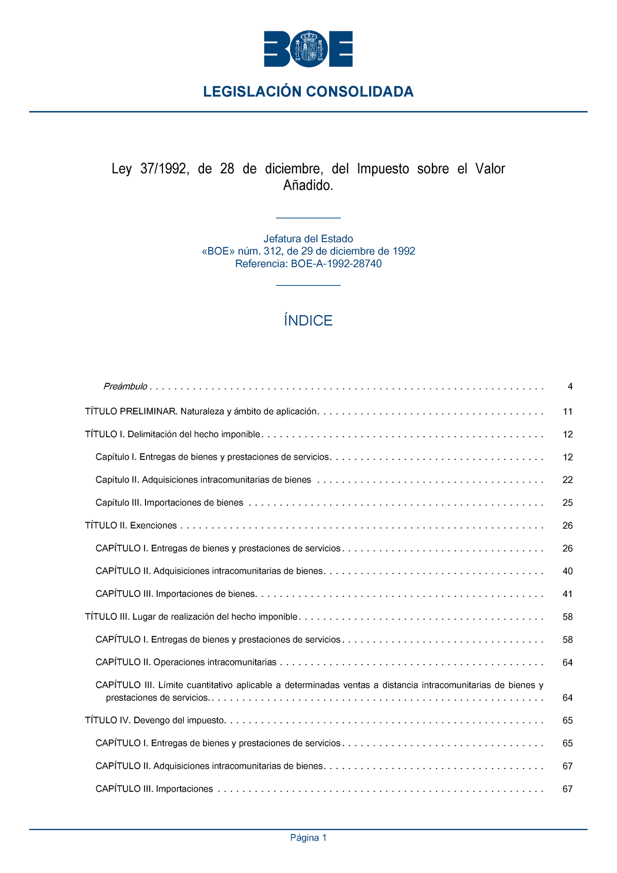 BOE A 1992 28740 Consolidado - Ley 37/1992, De 28 De Diciembre, Del ...