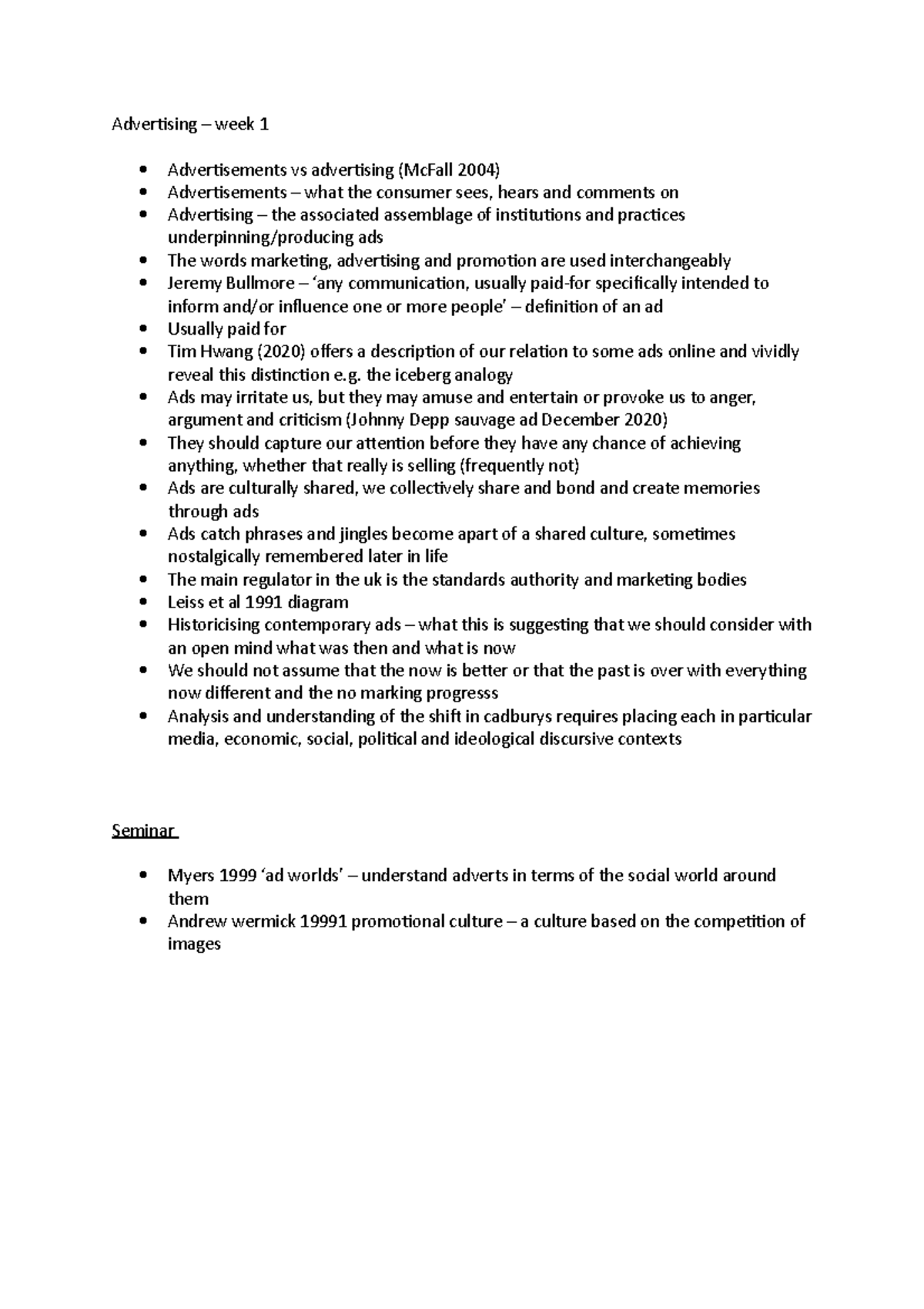 Advertising - week 1 lecture - Advertising – week 1 Advertisements vs ...