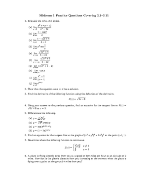 Tutorial 1 Student Version v2 - Math 141 Tutorial 1 Main problems ...