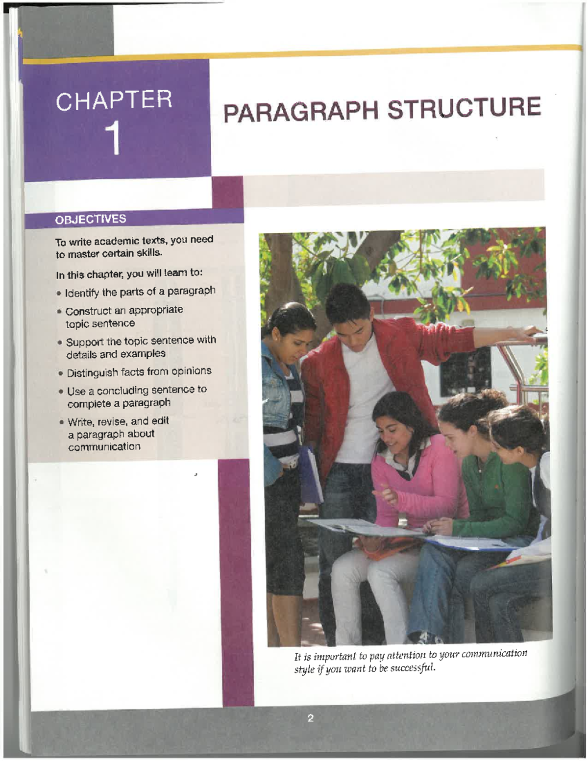 AW Chapter 1 - Lecture Note - CHAPTER PARAGRAPH STRUCTURE 1 OBJECTIVES ...