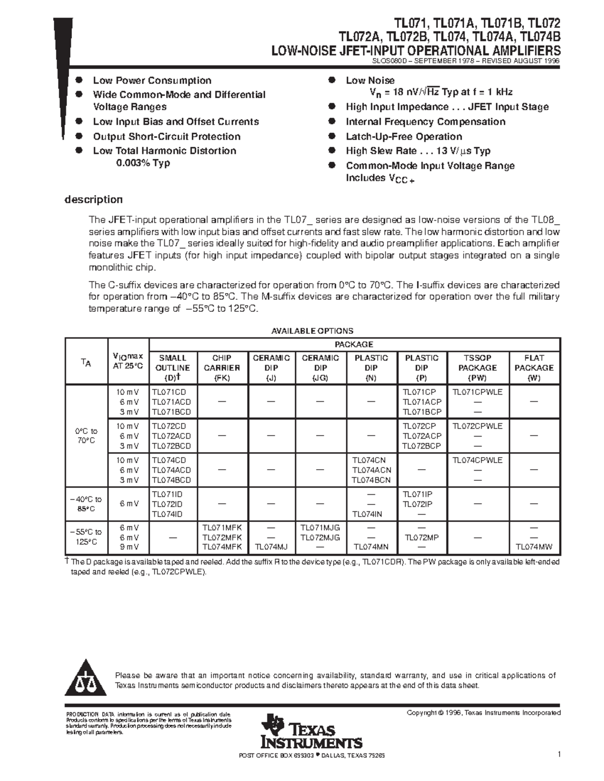 Practical - experiment 1 + solutions - TL072A, TL072B, TL074, TL074A ...