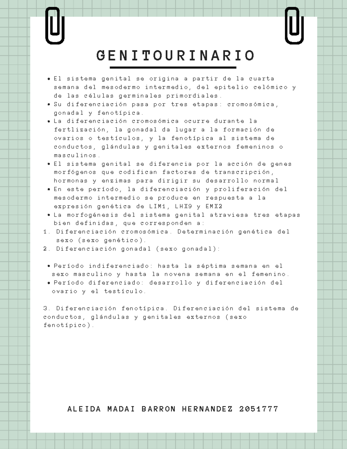 Determinación DEL Genero, Desarrollo DE Gónadas AMBH 2051777 - G E N I ...