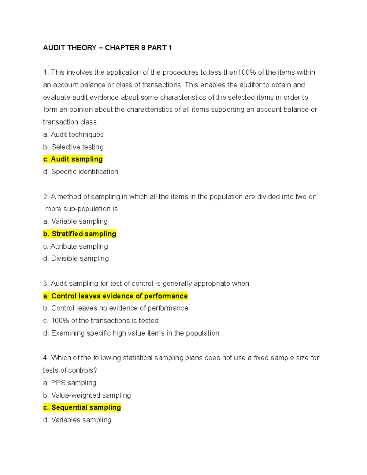 Audit Theory – Chapter 8 PART 1 - AUDIT THEORY – CHAPTER 8 PART 1 This ...