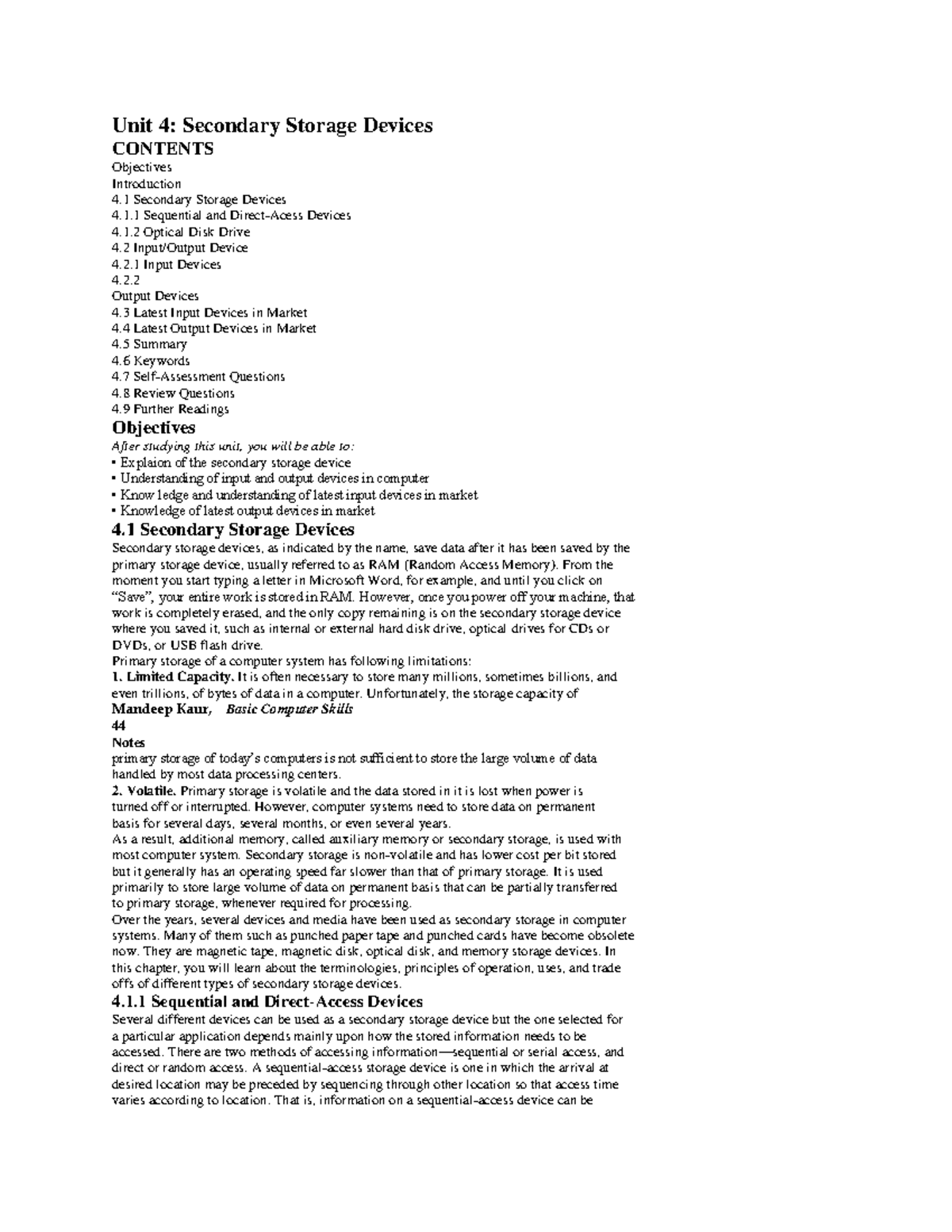 Unit 4 CFOA - These notes are helpful for BCA students who are ...
