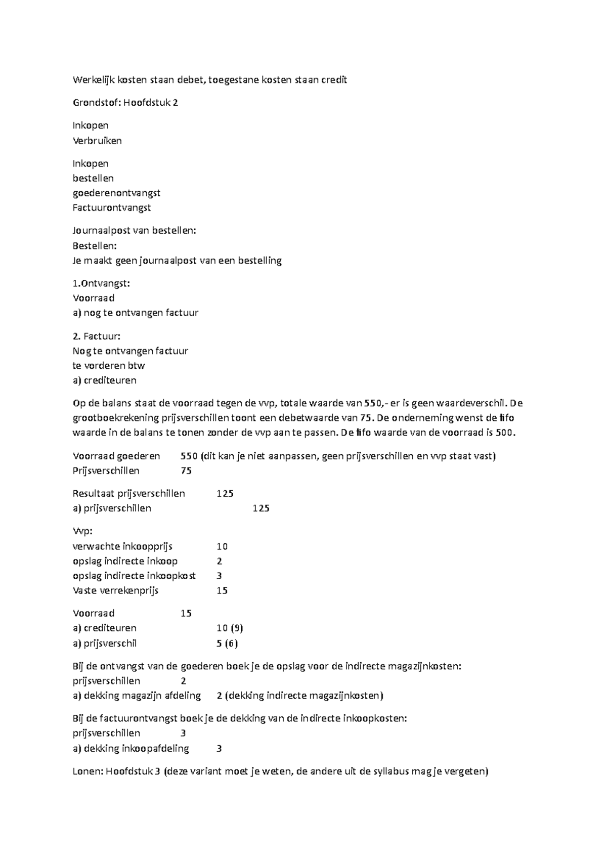 Theorie journaalposten - Werkelijk kosten staan debet, toegestane ...