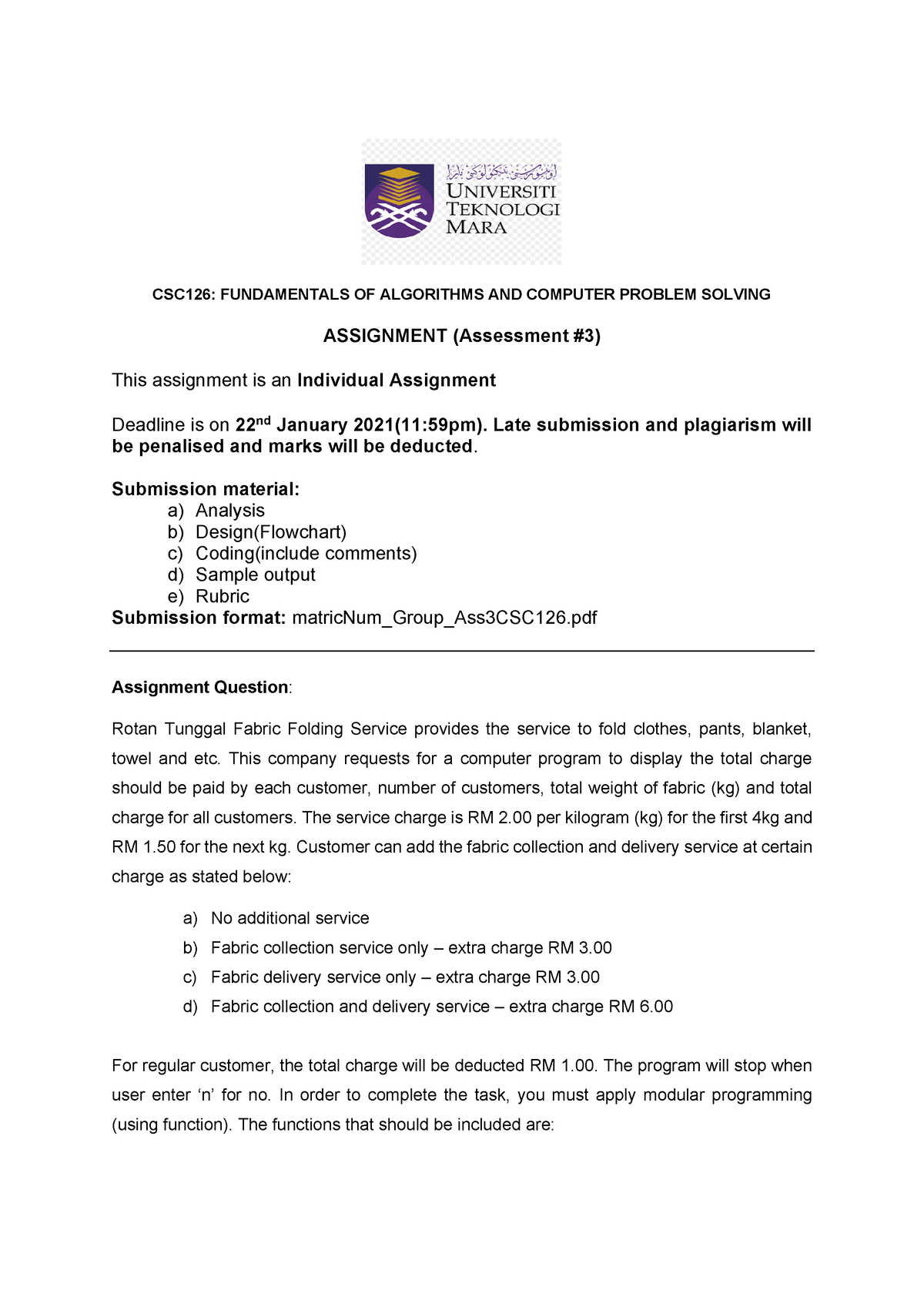 Individual Assignment CSC126 UITM Fundamental Of Algorithm And Computer ...