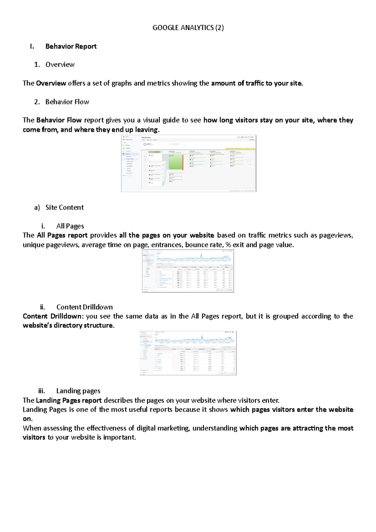 2. Google Analytics - GOOGLE ANALYTICS (2) I. Behavior Report Overview ...