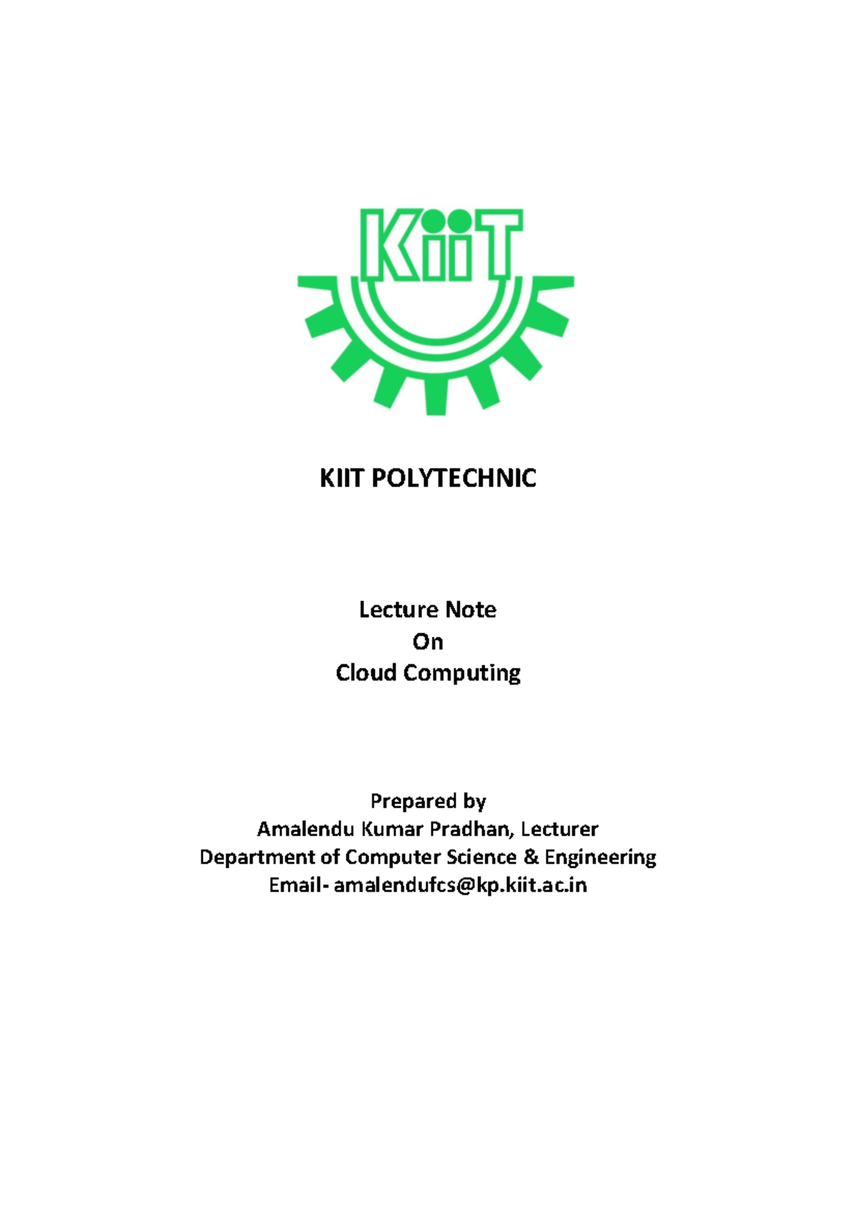 SM 6th-SEM Cse Cloud-Computing - Lecture Note On Cloud Computing ...