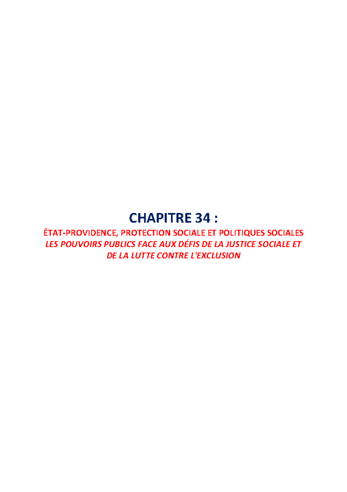 L'Etat Providence - CHAPITRE 34 : ÉTAT-PROVIDENCE, PROTECTION SOCIALE ...