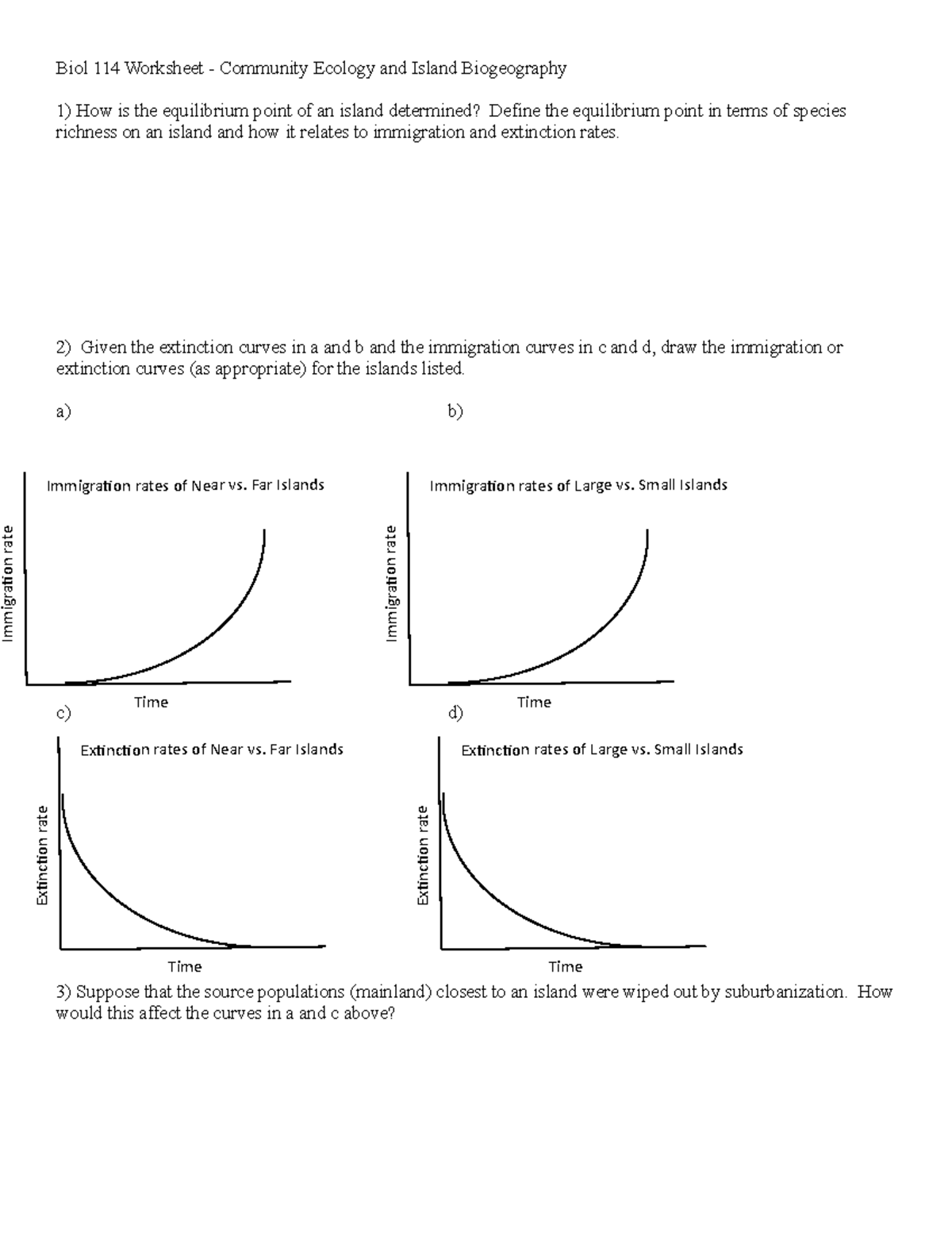 Biol 114 worksheet for Island Biogeography - Biol 114 Worksheet ...