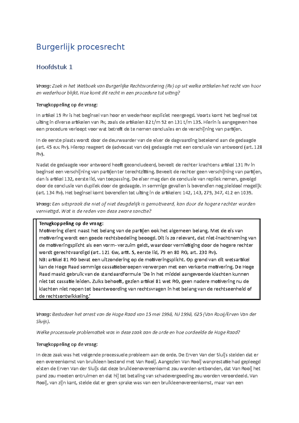 Samenvatting BPR - Vragen En Antwoorden Van Leereenheid 1 T/m 11 ...