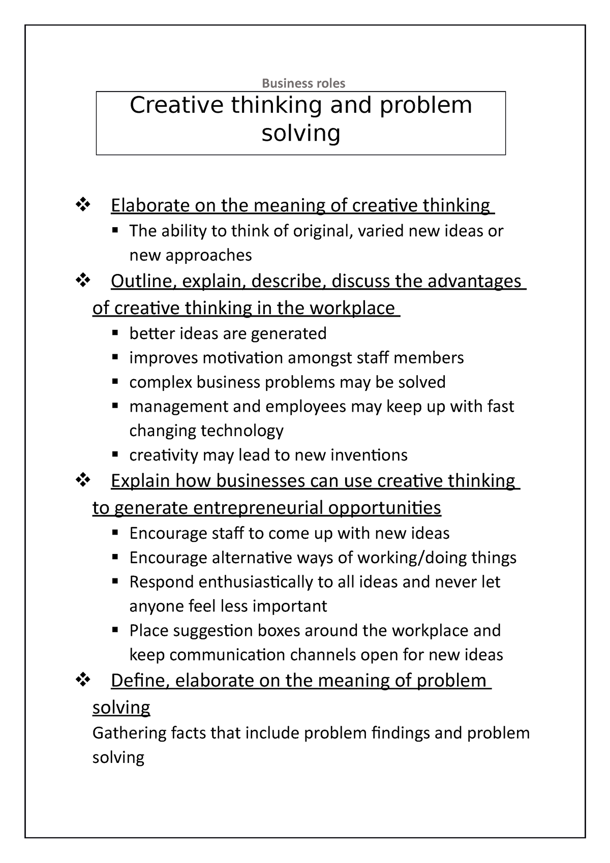 Business Study Notes Business Roles Creative Thinking And Problem   Thumb 1200 1698 