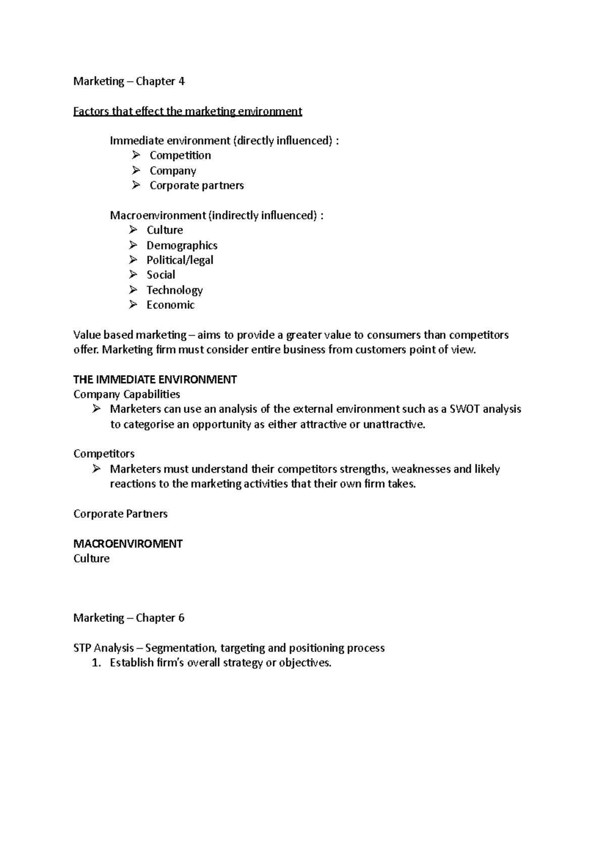 Marketing – Chapter 4 - Marketing – Chapter 4 Factors that effect the ...