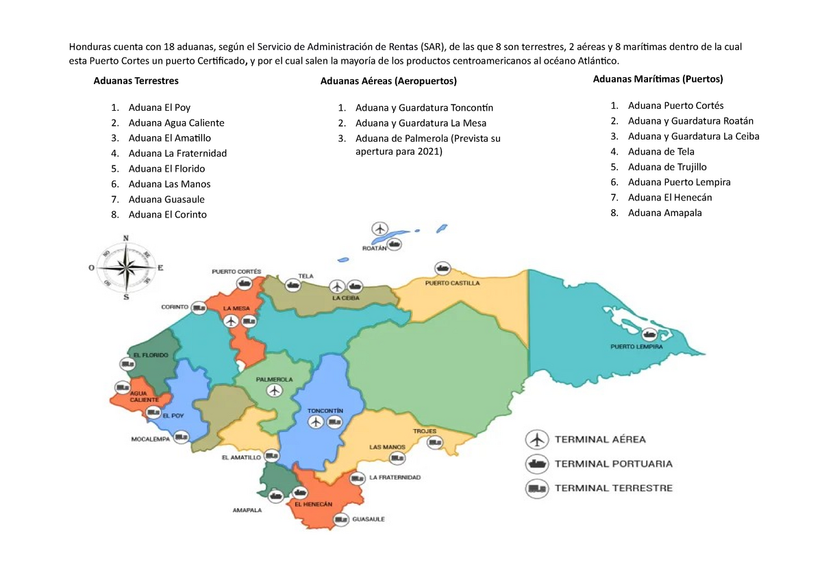 Mapa De Aduanas Terrestres De Honduras Mapa De Hondur 8162