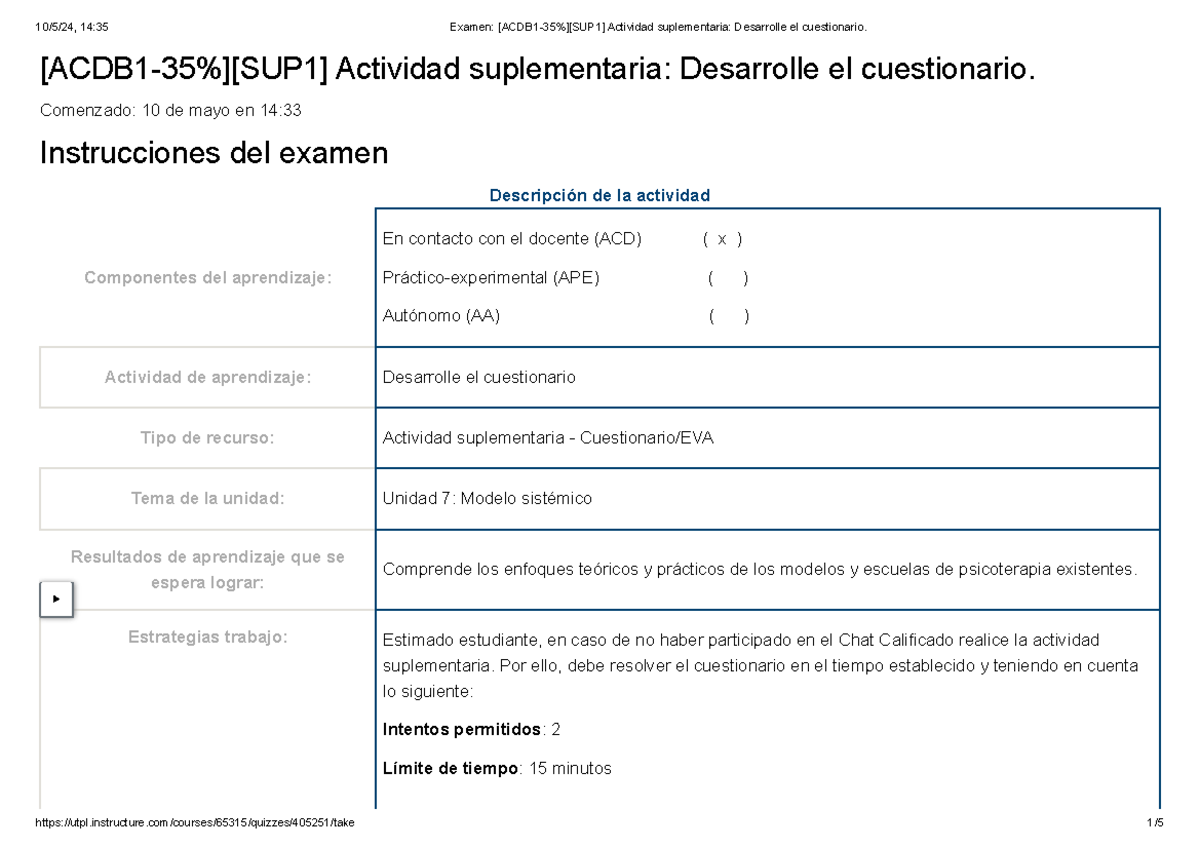 Examen [ACDB 1-35%][SUP 1] Actividad Suplementaria Desarrolle El ...