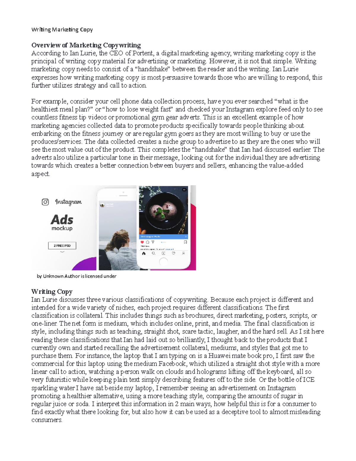 Workshop 1 - Social Media Marketing Blog - Writing Marketing Copy ...