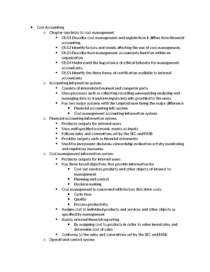 Cost Final Studyguide - Daniel - Final Exam Review Cost Accounting 1 ...
