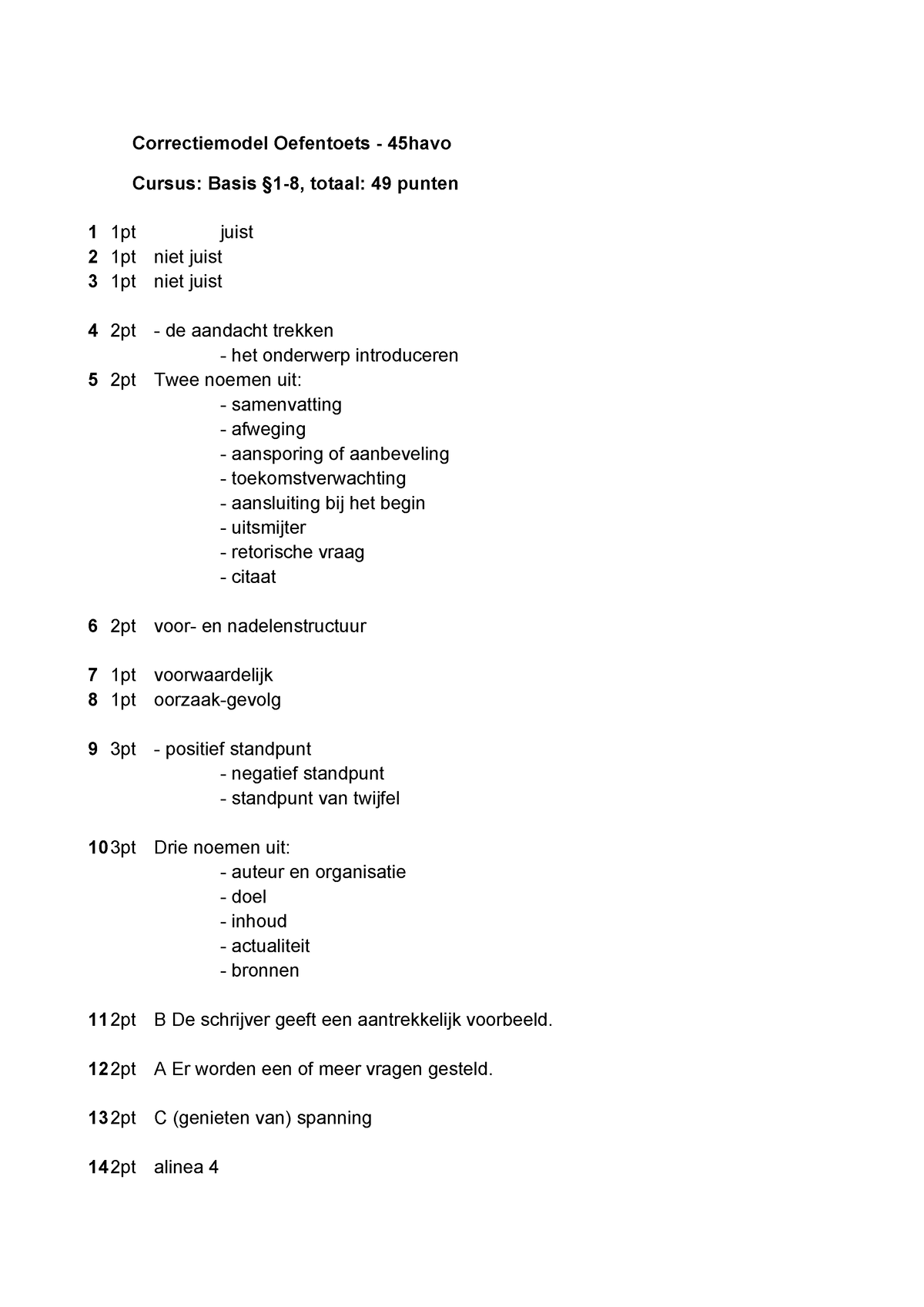 Antwoorden Oefentoets Basis Havo - Correctiemodel Oefentoets - 45havo ...