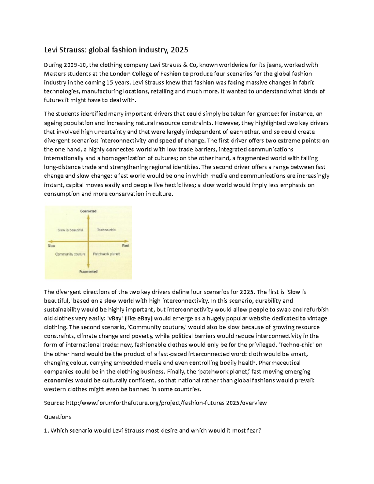 Levi Strauss external environment analysis Levi Strauss global