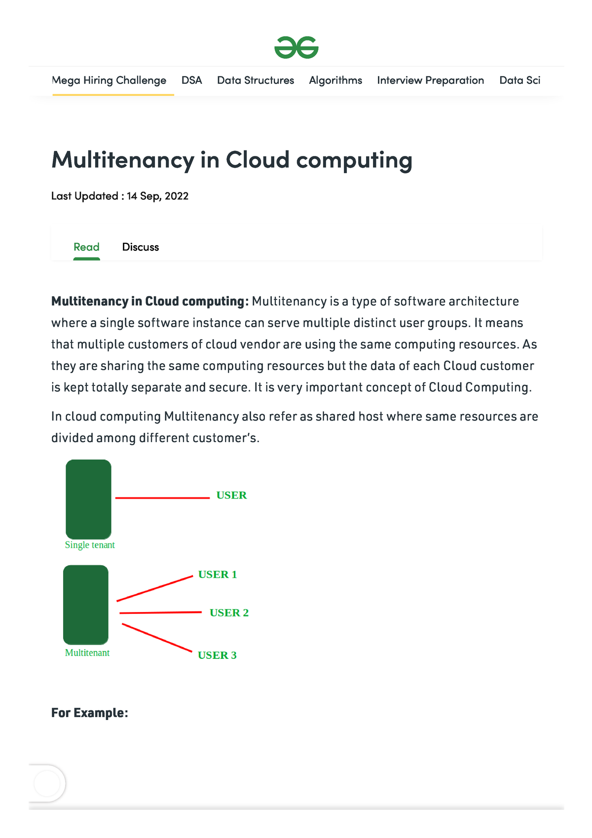 Multitenancy In Cloud Computing - Geeksfor Geeks - Read Discuss ...