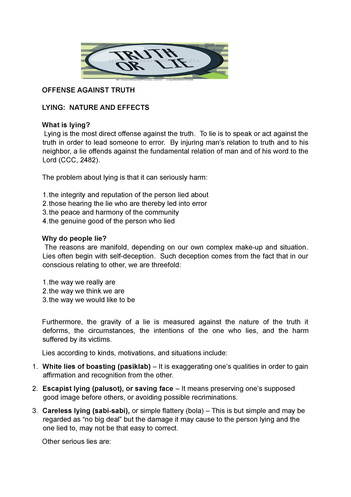 truth and lies essay