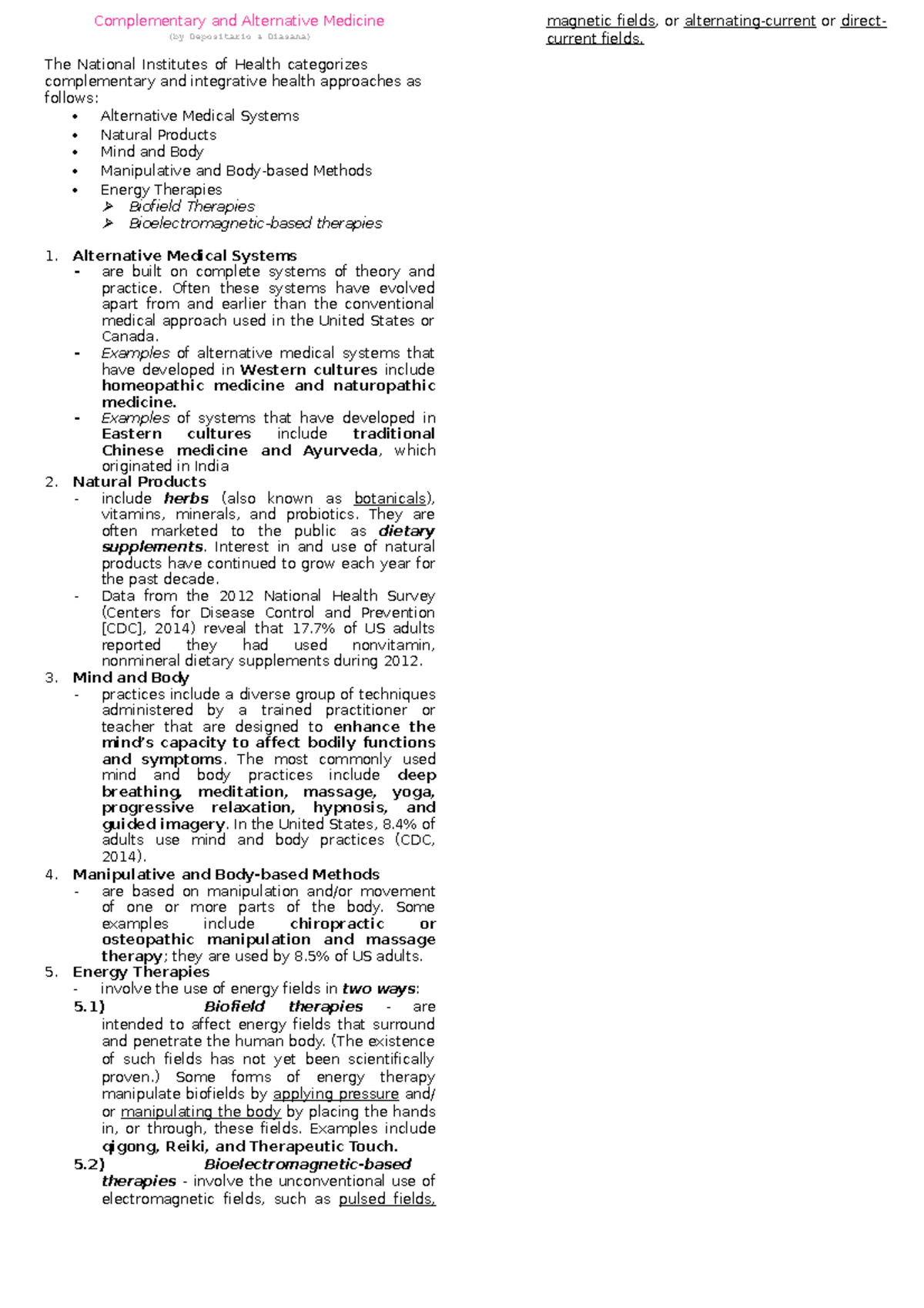 6. Complementary AND Alternative Medicine - Complementary and ...