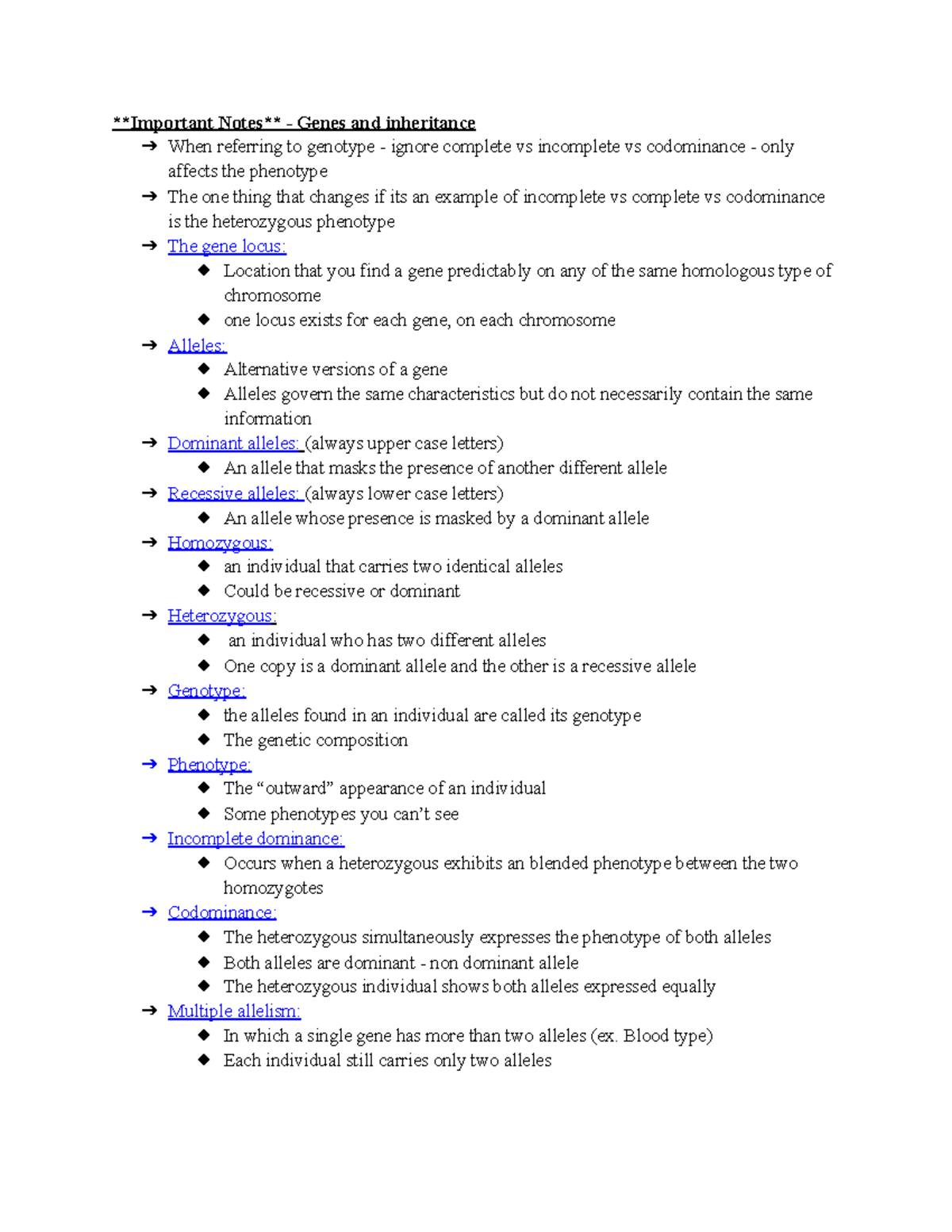 Genes And Inheritance - Detailed Lecture Notes. - Important Notes ...