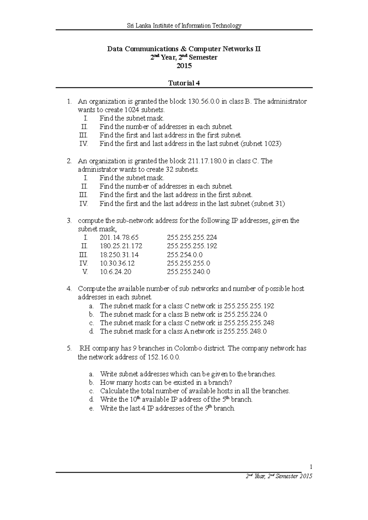 DCCN2 2015 S2 T4 - Lecture Notes Of Data Communication And Computer ...