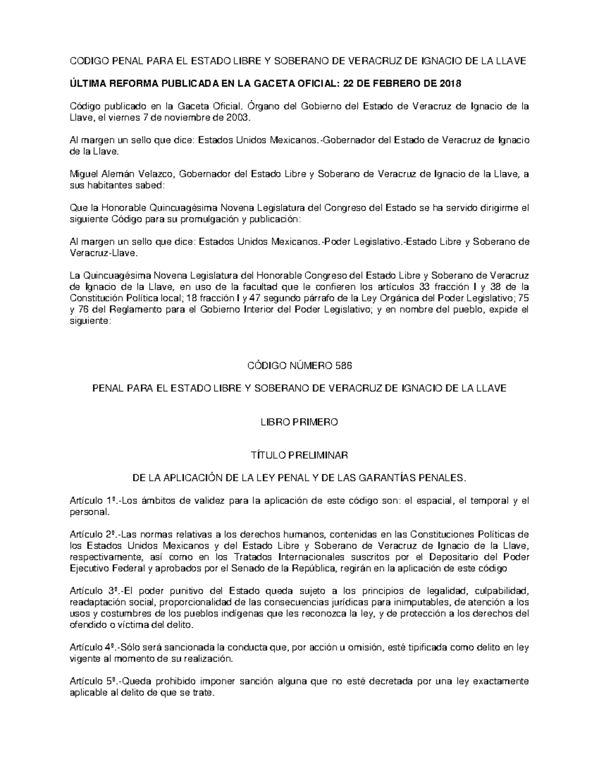 Código Penal Veracruz - CODIGO PENAL PARA EL ESTADO LIBRE Y SOBERANO DE ...