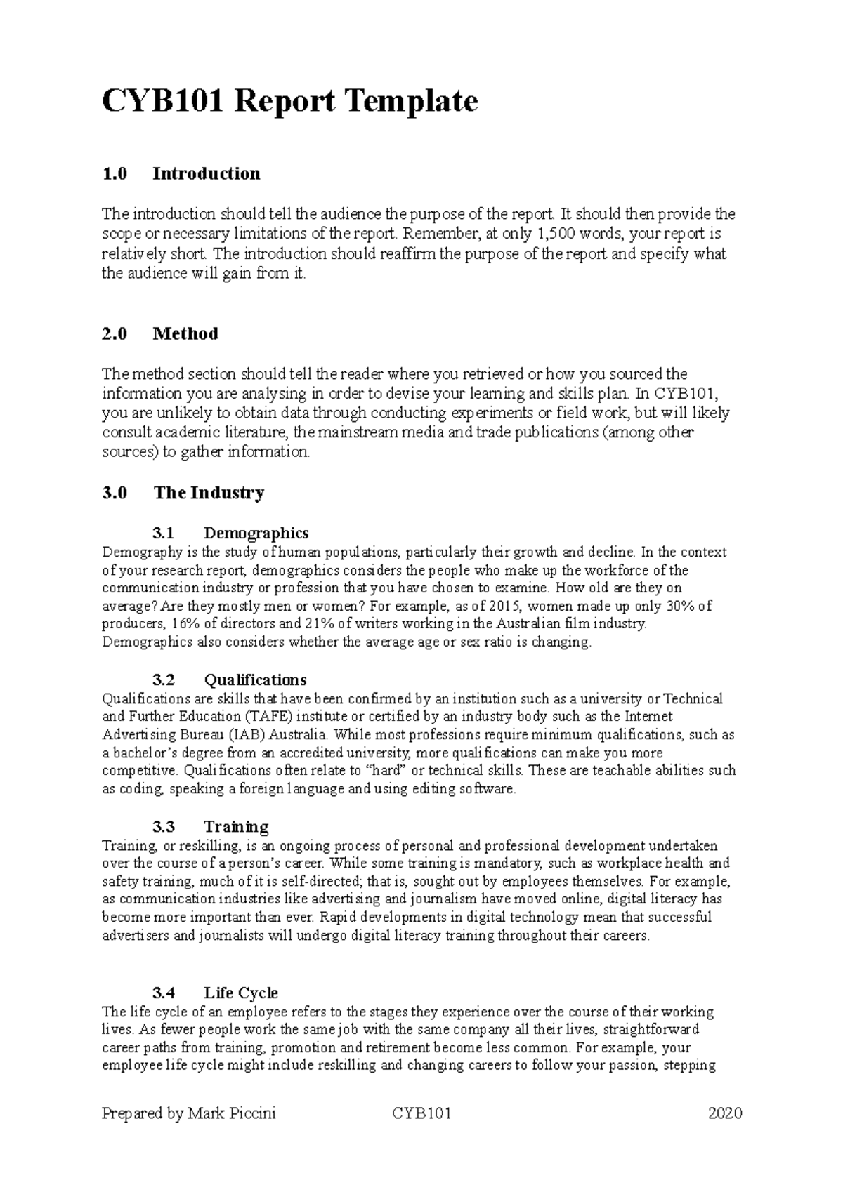 Report Template - This Is an assignment task done at out honestly just ...