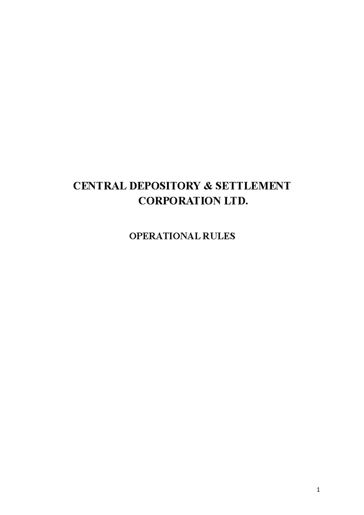 Central Depository (Operational) Rules commercial law Studocu